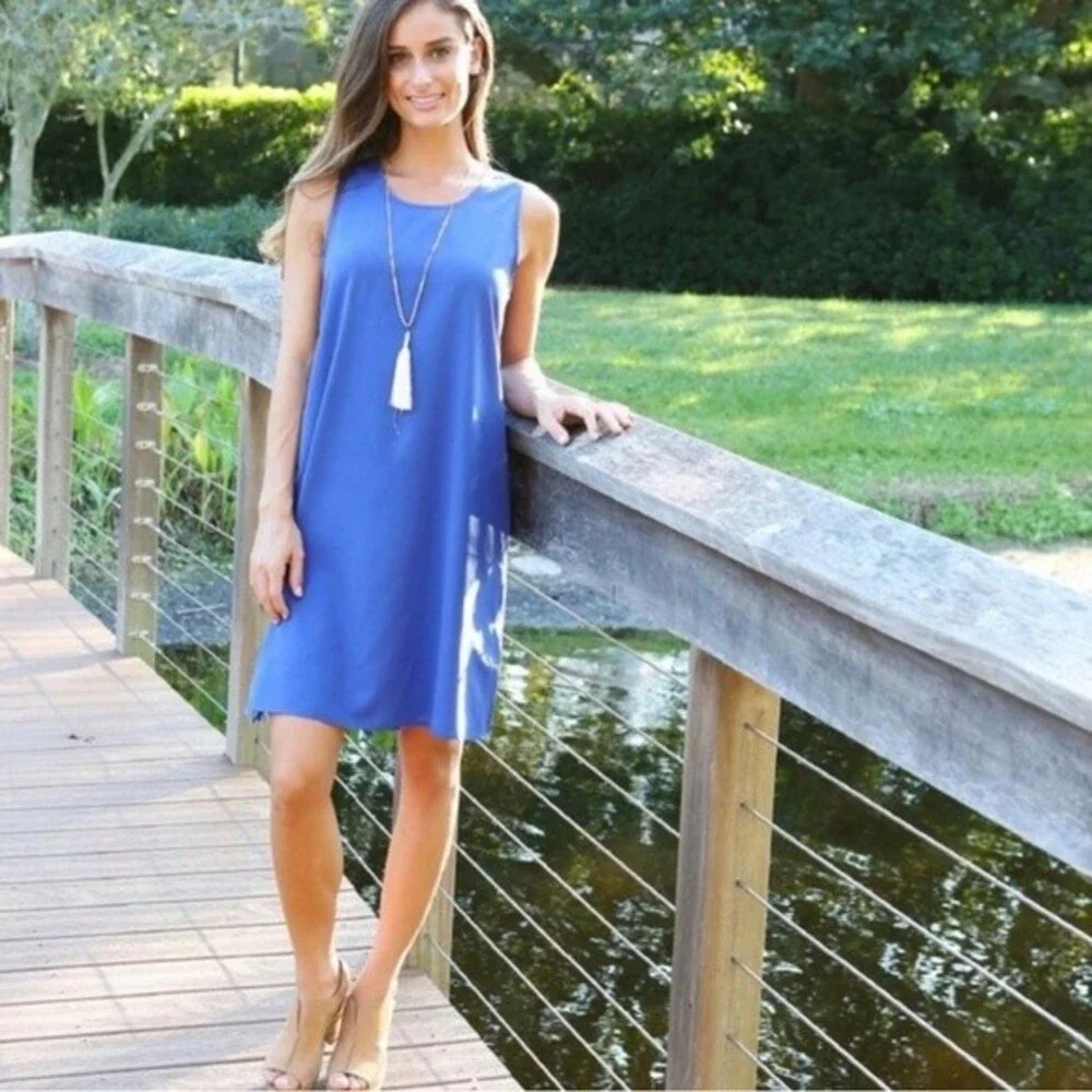 Boutique sapphire blue backless dress size small NWT
